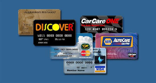Credit Cards, American Express, Visa, Master Card, Discover, Car Care One