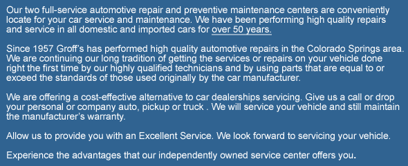 Our two full-service automotive repair and preventive maintenance centers are conveniently 